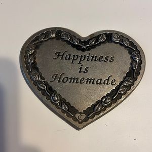 CARSON PEWTER BUN WARMER HAPPINESS IS HOMEMADE VINTAGE CARSON